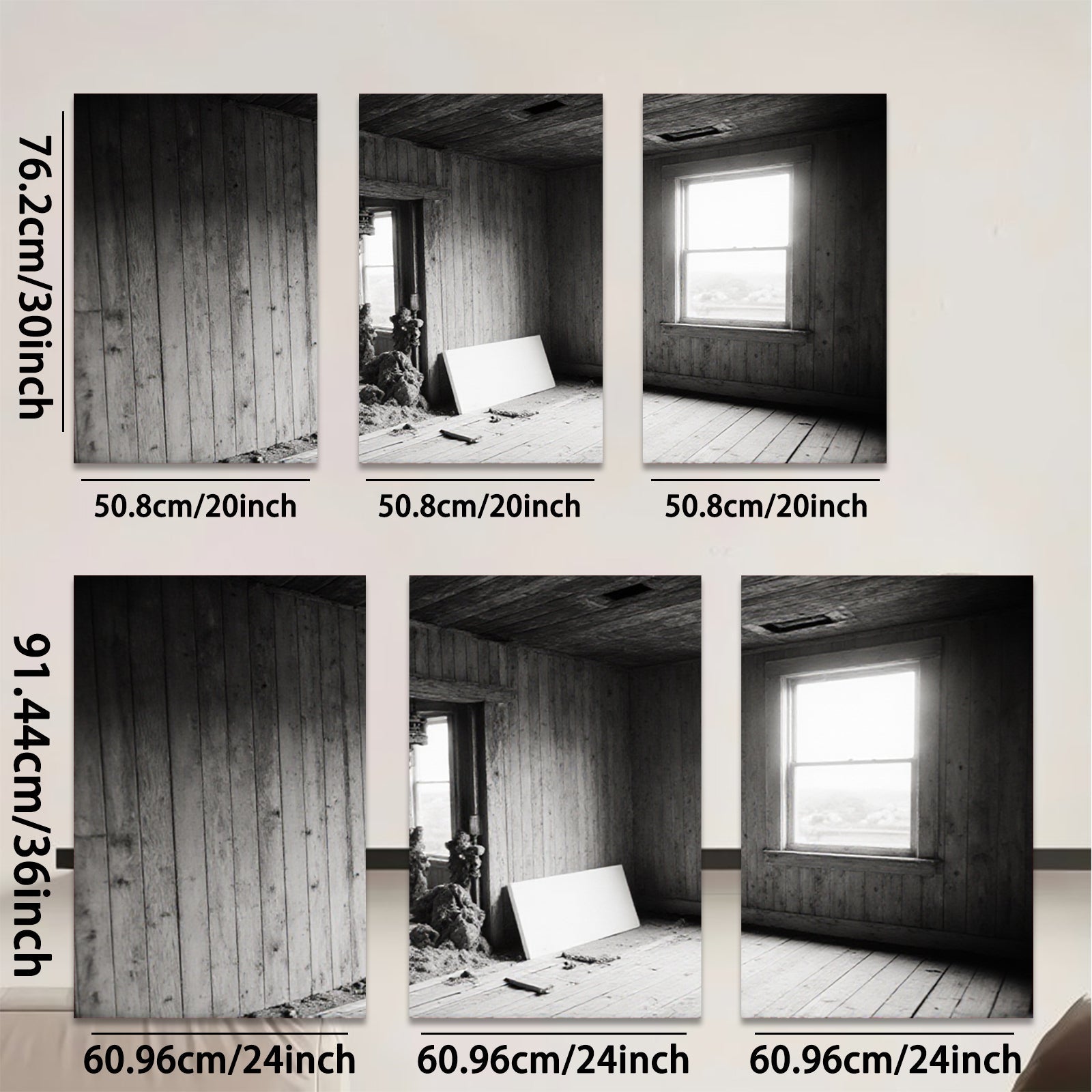2D flat 1pc Abandoned Farmhouse Window Rural Decay Wall Art for Living Room Bedroom Home Decor Gallery Wrapped Canvas Prints Modern Farmhouse Style