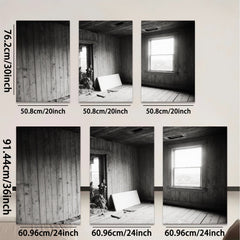 2D flat 1pc Abandoned Farmhouse Window Rural Decay Wall Art for Living Room Bedroom Home Decor Gallery Wrapped Canvas Prints Modern Farmhouse Style
