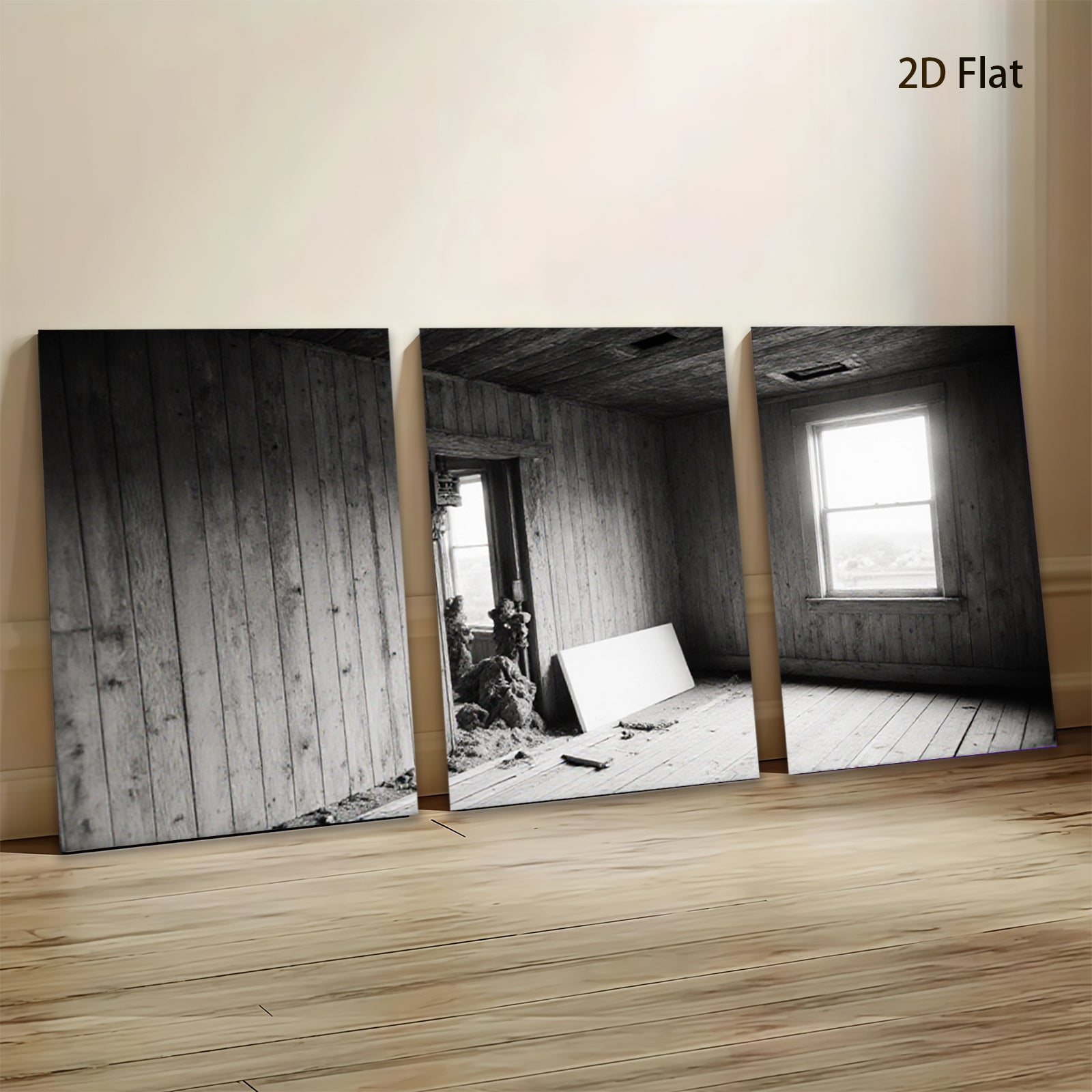 2D flat 1pc Abandoned Farmhouse Window Rural Decay Wall Art for Living Room Bedroom Home Decor Gallery Wrapped Canvas Prints Modern Farmhouse Style