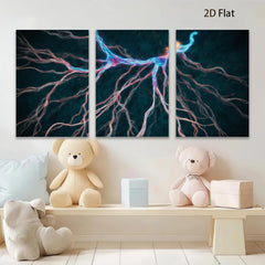 2D flat 1pc Abstract Bioluminescence Neural Network Wall Art Decor for Living Room Bedroom Office Modern Canvas Prints Gallery Wrapped Teal Blue Orange