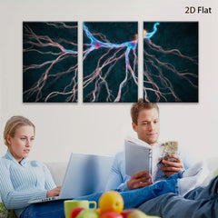 2D flat 1pc Abstract Bioluminescence Neural Network Wall Art Decor for Living Room Bedroom Office Modern Canvas Prints Gallery Wrapped Teal Blue Orange