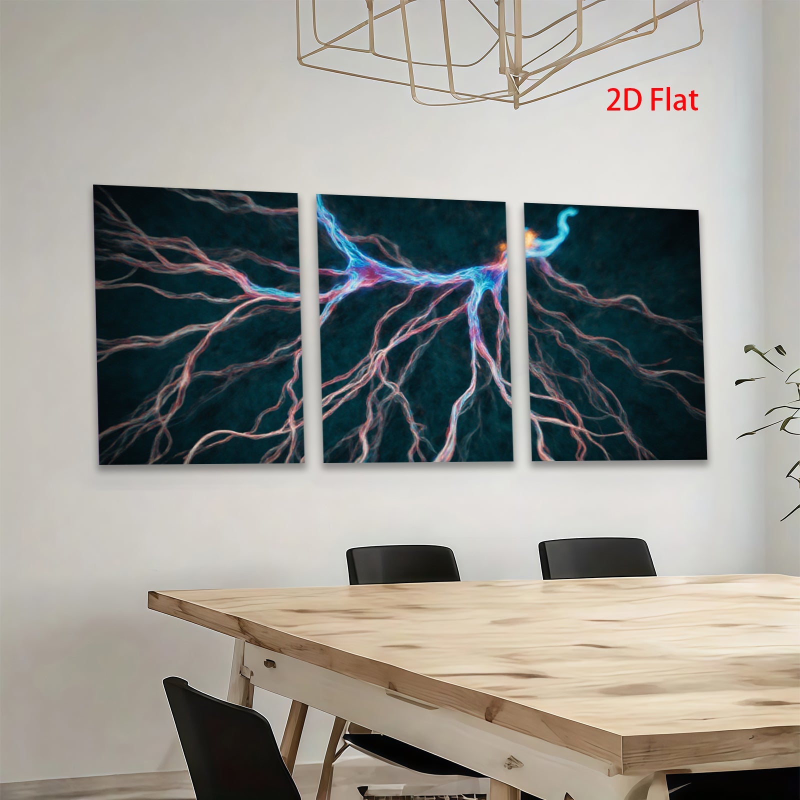 2D flat 1pc Abstract Bioluminescence Neural Network Wall Art Decor for Living Room Bedroom Office Modern Canvas Prints Gallery Wrapped Teal Blue Orange