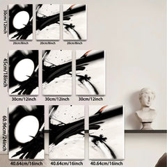 2D flat 1pc Abstract Black Brushstrokes Modern Wall Art for Living Room Bedroom Gallery Wrapped Canvas Prints Home Decor Farmhouse Style Rustic Chic