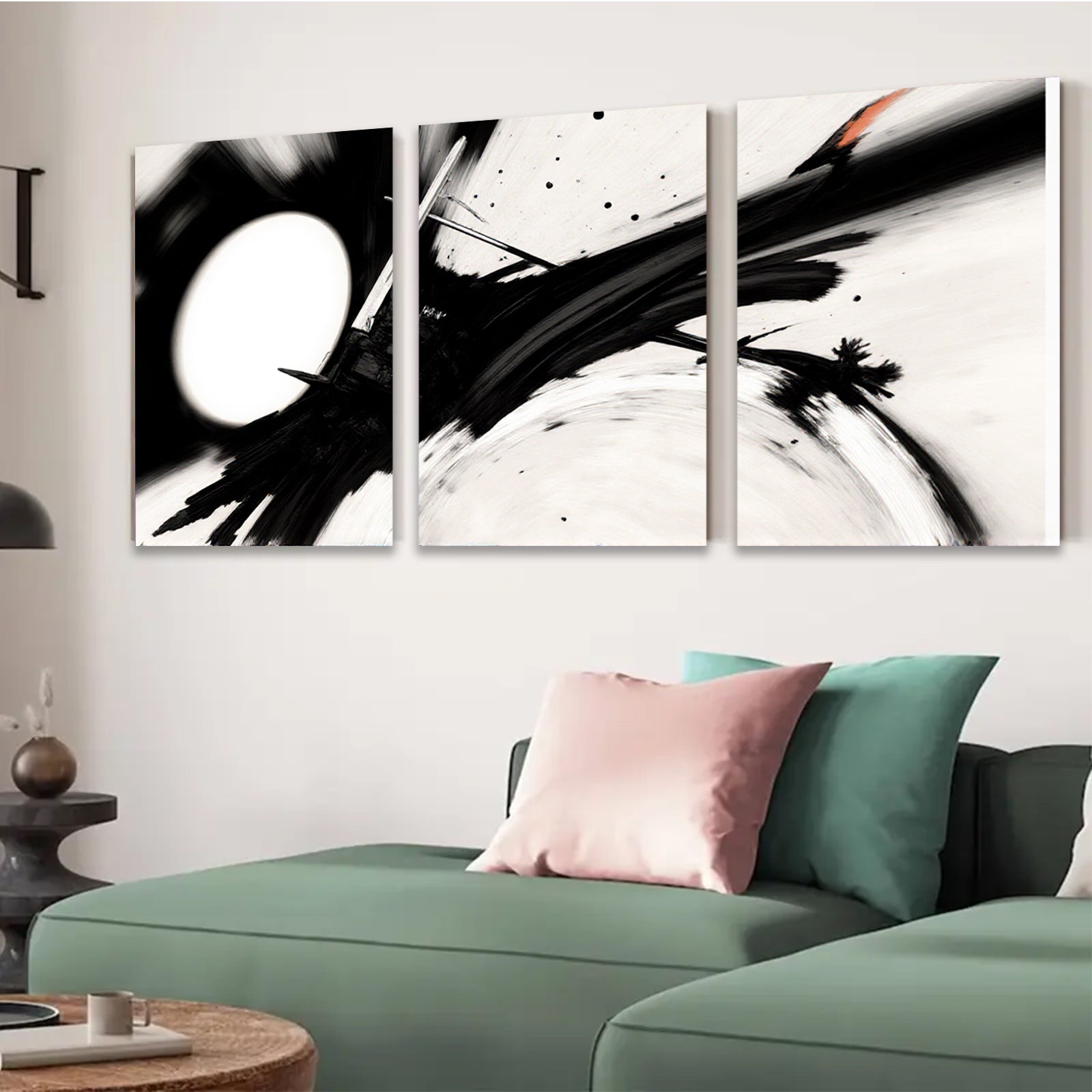 2D flat 1pc Abstract Black Brushstrokes Modern Wall Art for Living Room Bedroom Gallery Wrapped Canvas Prints Home Decor Farmhouse Style Rustic Chic