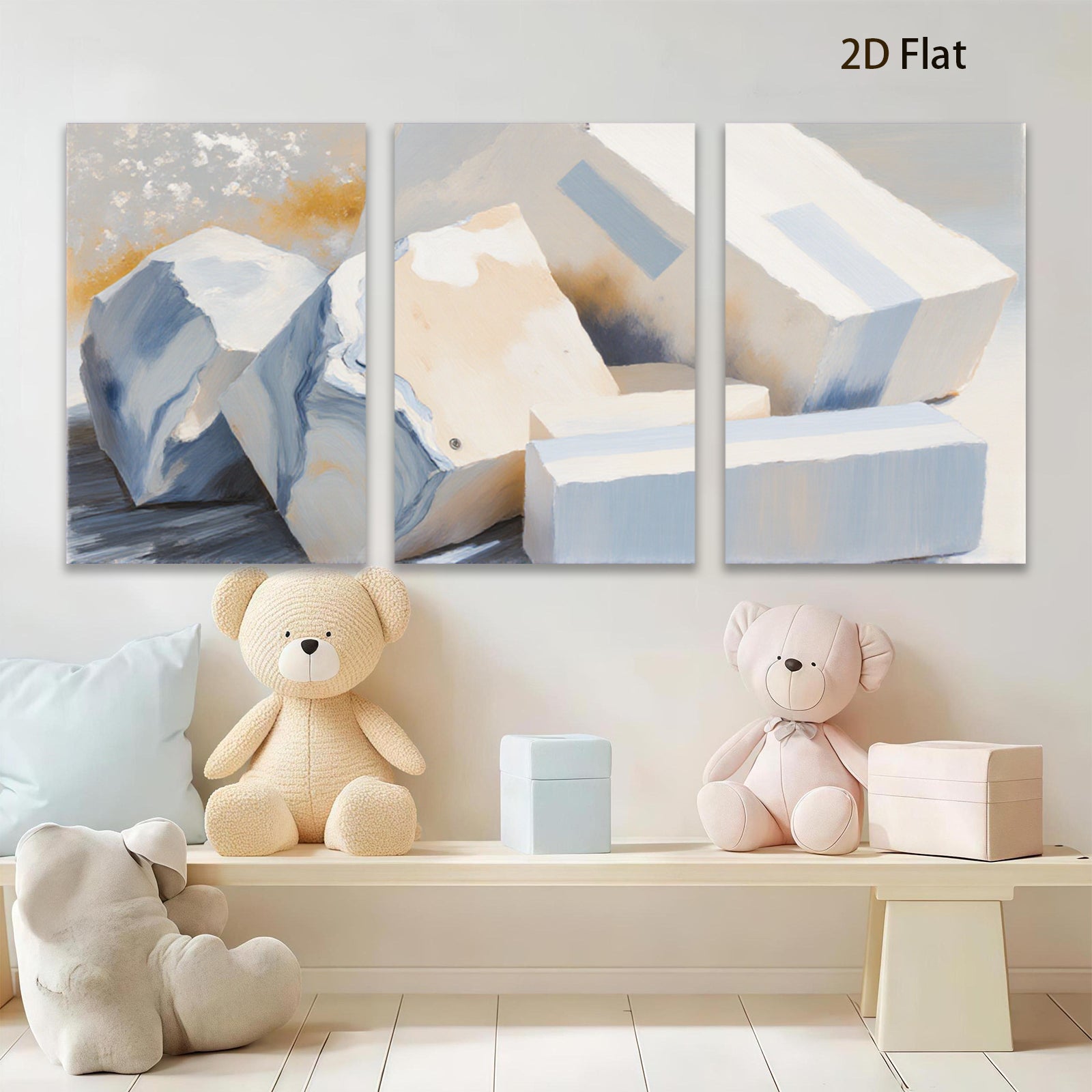2D flat 1pc Abstract Block Study Modern Wall Art Living Room Bedroom Home Decor Canvas Prints Farmhouse Style Gallery Wrapped