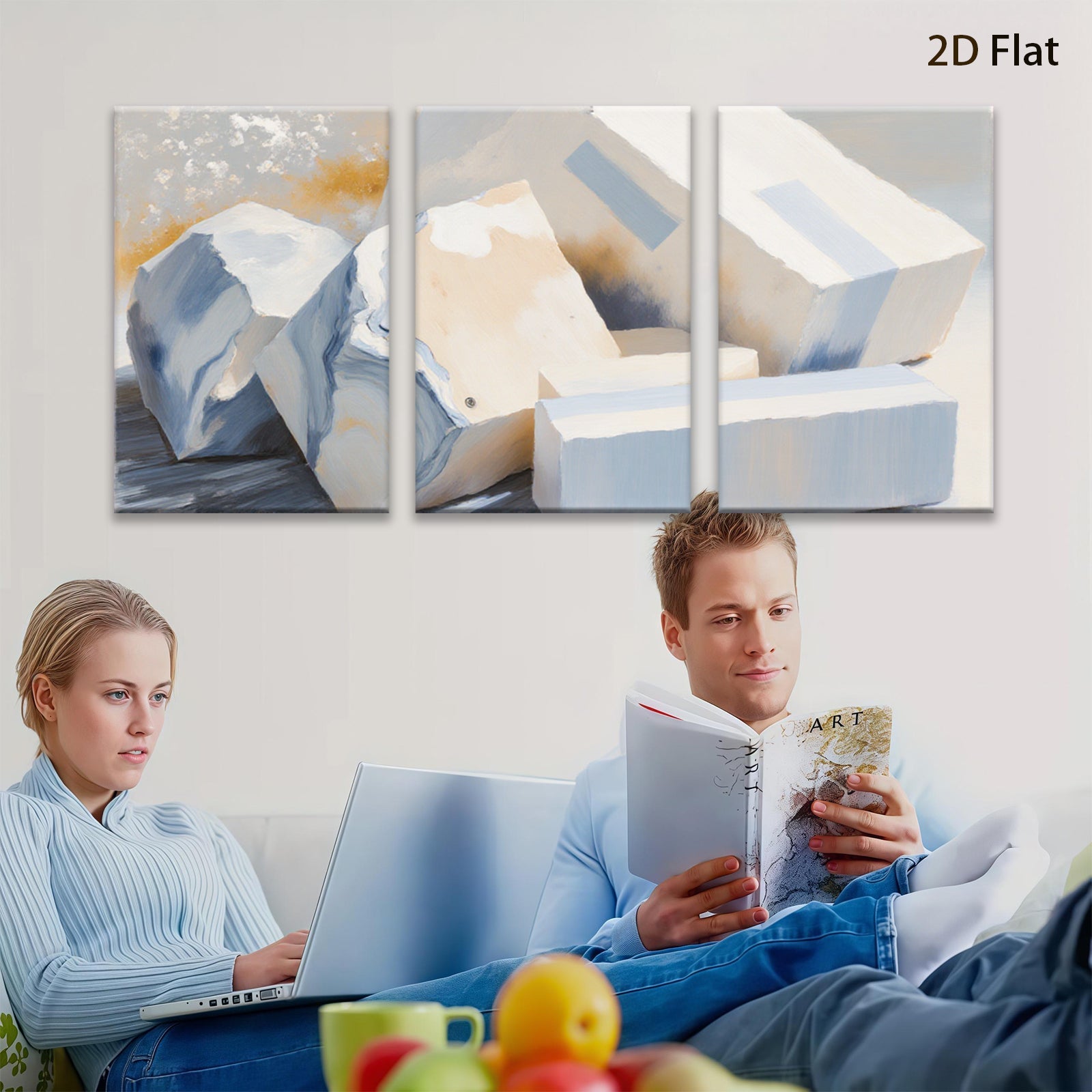 2D flat 1pc Abstract Block Study Modern Wall Art Living Room Bedroom Home Decor Canvas Prints Farmhouse Style Gallery Wrapped