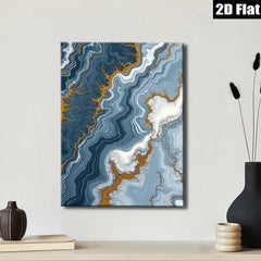 2D flat 1pc Abstract Blue Gold Marble Swirls Modern Wall Art Decor Living Room Bedroom Canvas Prints Gallery Wrapped Timeless Design Home Accents Trending Now