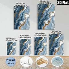 2D flat 1pc Abstract Blue Gold Marble Swirls Modern Wall Art Decor Living Room Bedroom Canvas Prints Gallery Wrapped Timeless Design Home Accents Trending Now