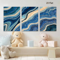 2D flat 1pc Abstract Blue Swirls Modern Wall Art Living Room Bedroom Decor Coastal Farmhouse Style Canvas Prints Gallery Wrapped Ready to Hang