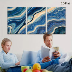 2D flat 1pc Abstract Blue Swirls Modern Wall Art Living Room Bedroom Decor Coastal Farmhouse Style Canvas Prints Gallery Wrapped Ready to Hang