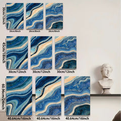 2D flat 1pc Abstract Blue Swirls Modern Wall Art Living Room Bedroom Decor Coastal Farmhouse Style Canvas Prints Gallery Wrapped Ready to Hang