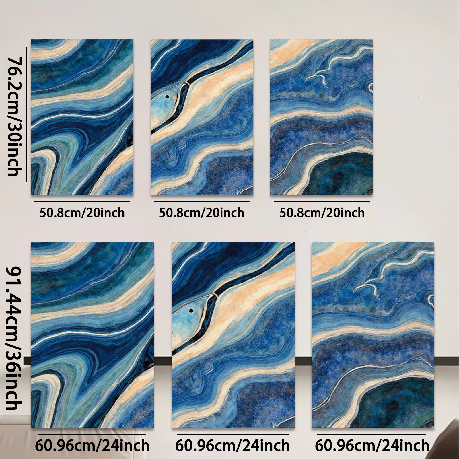 2D flat 1pc Abstract Blue Swirls Modern Wall Art Living Room Bedroom Decor Coastal Farmhouse Style Canvas Prints Gallery Wrapped Ready to Hang
