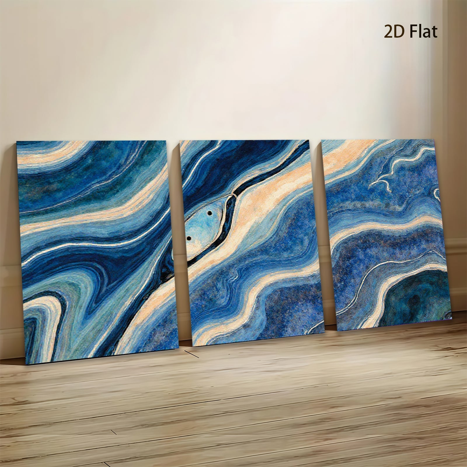 2D flat 1pc Abstract Blue Swirls Modern Wall Art Living Room Bedroom Decor Coastal Farmhouse Style Canvas Prints Gallery Wrapped Ready to Hang