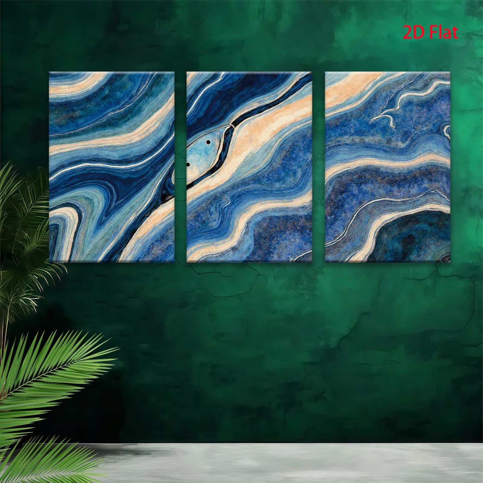 2D flat 1pc Abstract Blue Swirls Modern Wall Art Living Room Bedroom Decor Coastal Farmhouse Style Canvas Prints Gallery Wrapped Ready to Hang