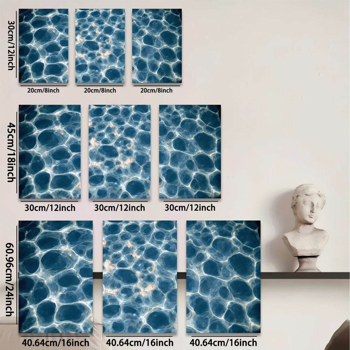 2D flat 1pc Abstract Blue Vein Marble Texture Wall Art Decor Living Room Bedroom Modern Farmhouse Gallery Wrapped Canvas Prints Ready to Hang Large Size