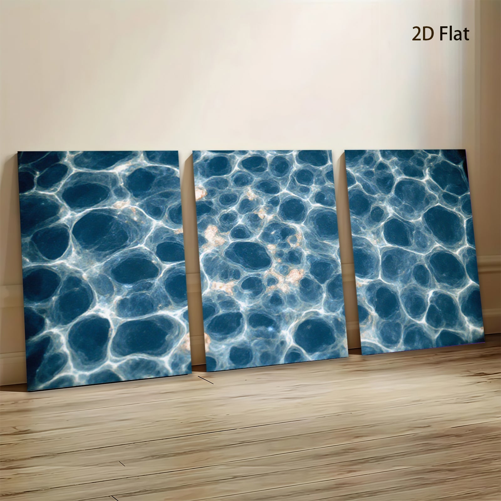 2D flat 1pc Abstract Blue Vein Marble Texture Wall Art Decor Living Room Bedroom Modern Farmhouse Gallery Wrapped Canvas Prints Ready to Hang Large Size