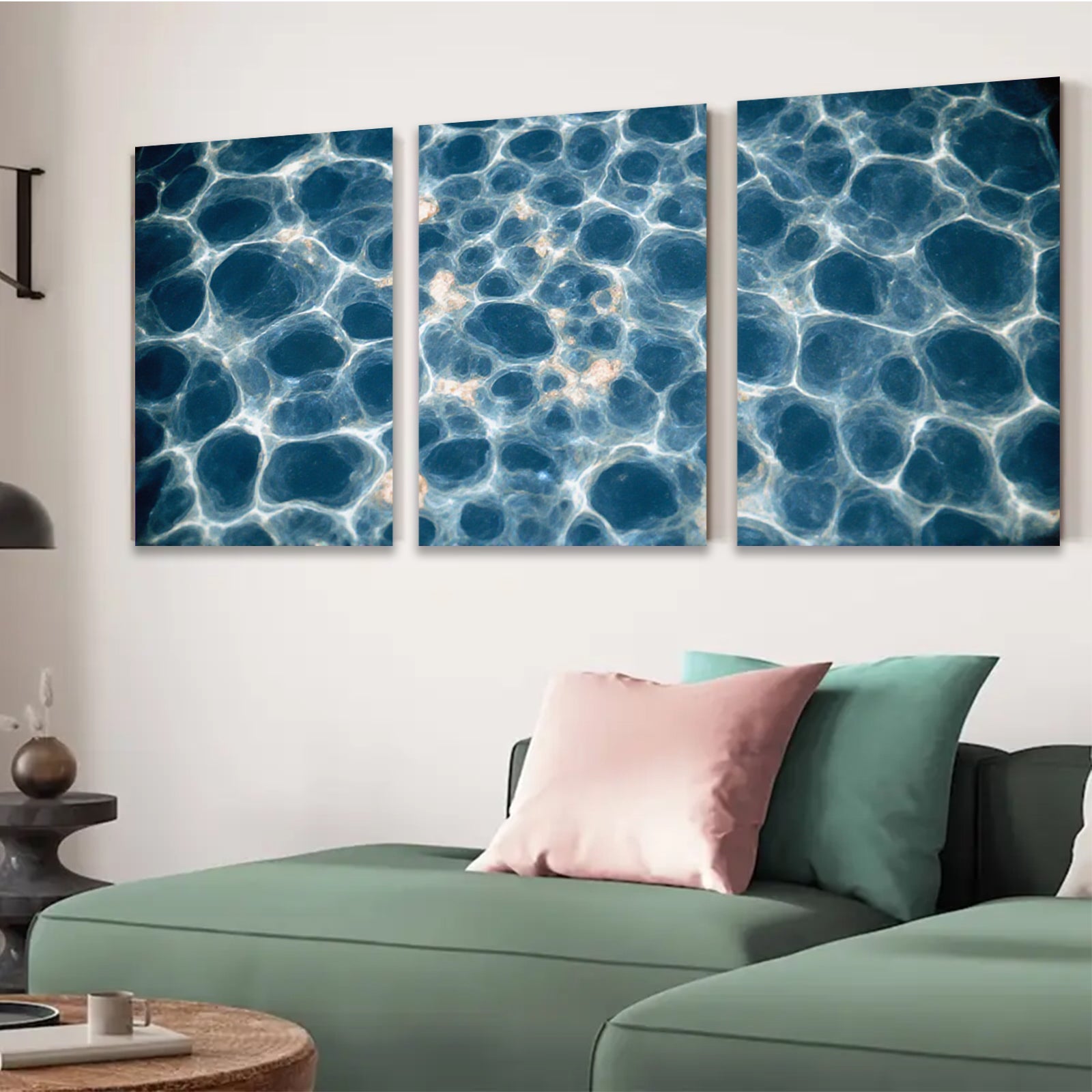2D flat 1pc Abstract Blue Vein Marble Texture Wall Art Decor Living Room Bedroom Modern Farmhouse Gallery Wrapped Canvas Prints Ready to Hang Large Size