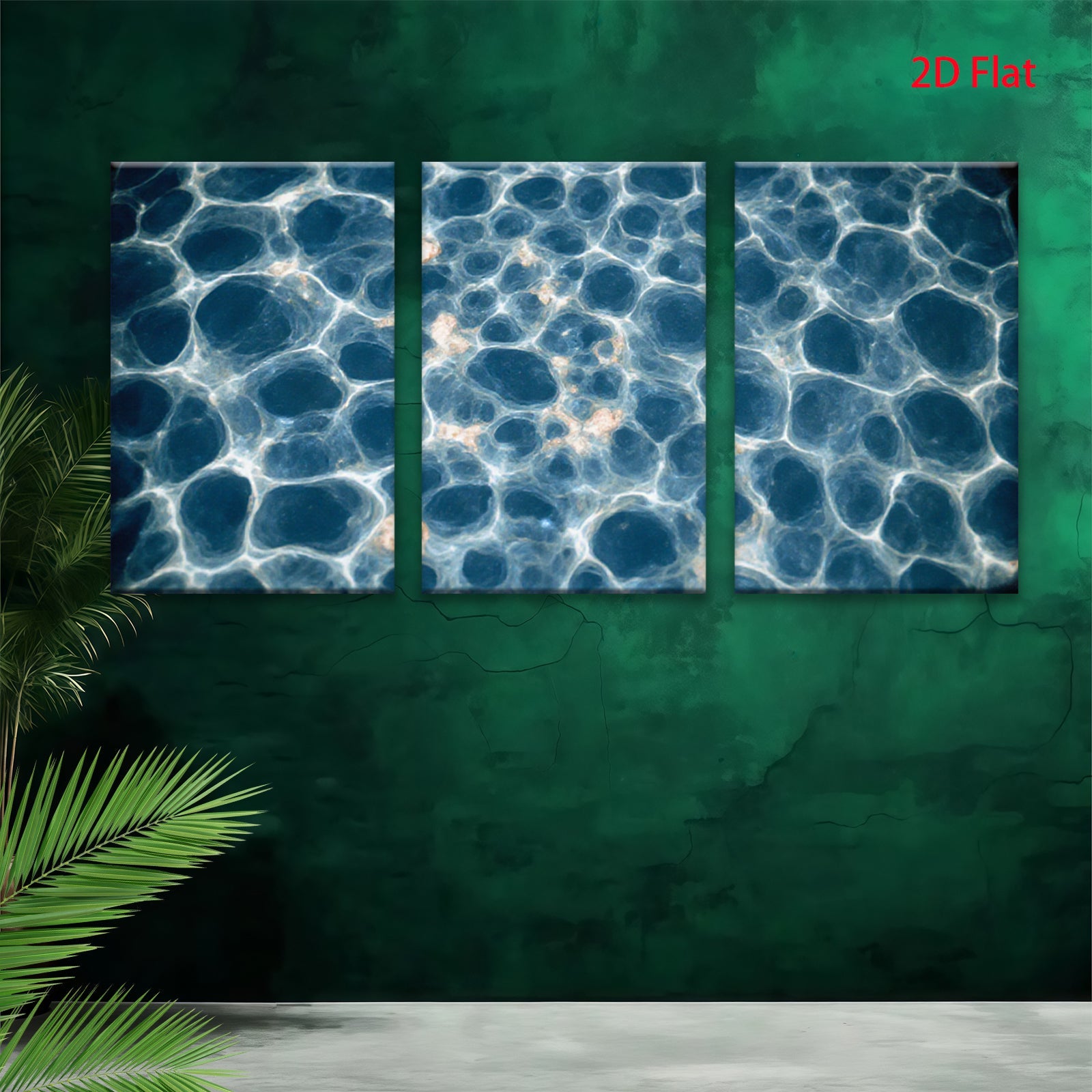 2D flat 1pc Abstract Blue Vein Marble Texture Wall Art Decor Living Room Bedroom Modern Farmhouse Gallery Wrapped Canvas Prints Ready to Hang Large Size