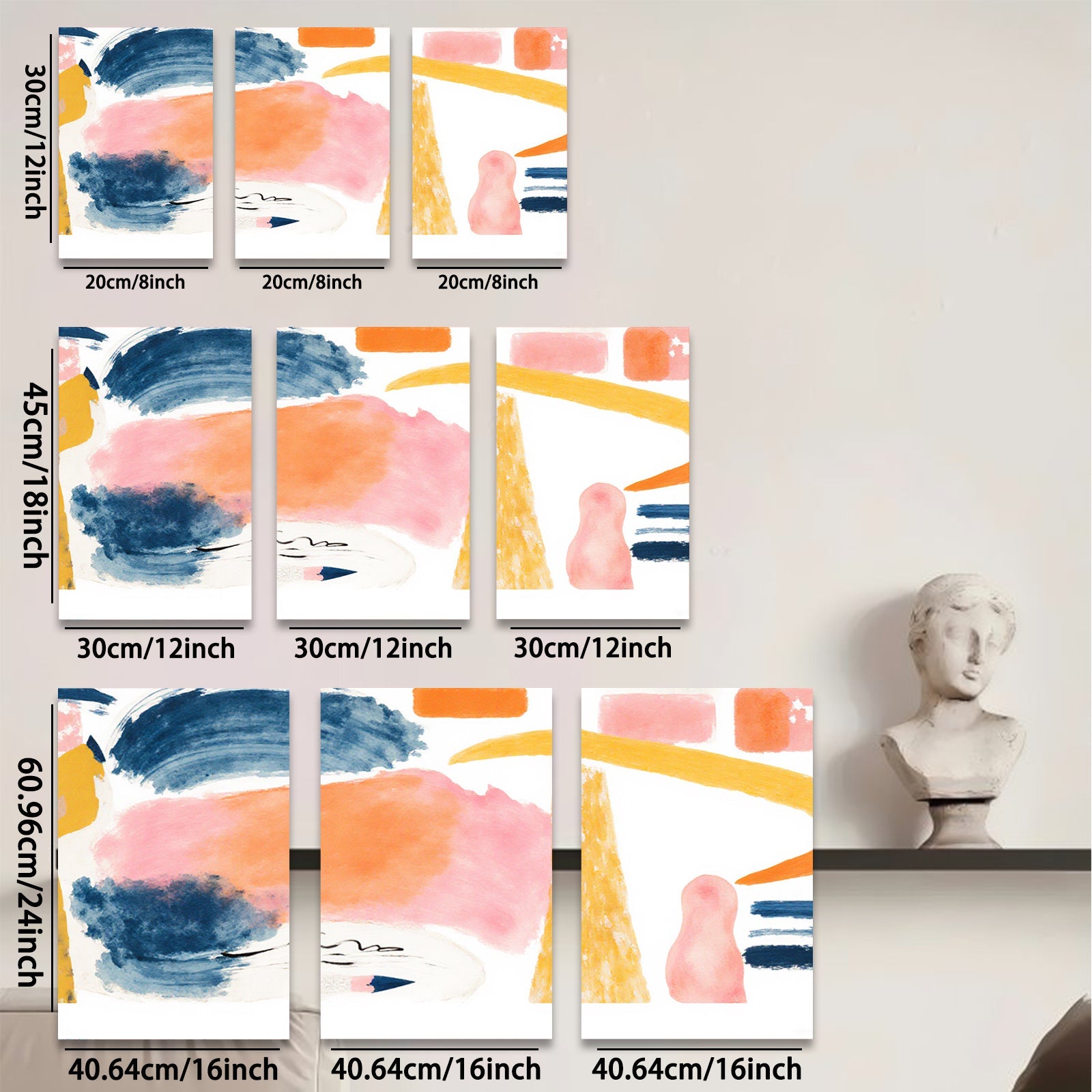 2D flat 1pc Abstract Brushstroke Canvas Wall Art Modern Farmhouse Decor Living Room Bedroom Gallery Wrapped Ready to Hang Teal Orange Pink