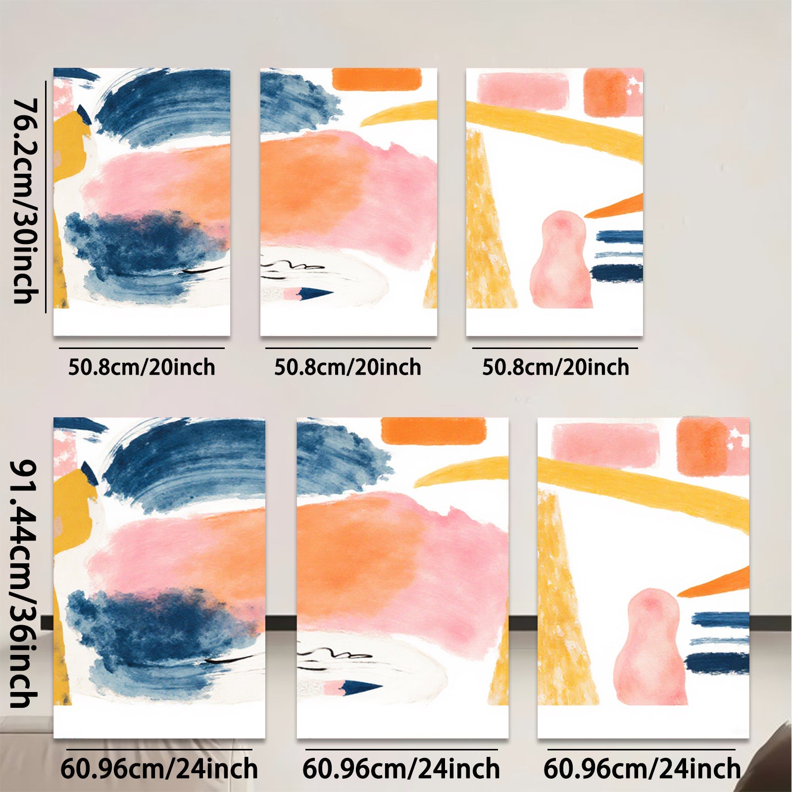 2D flat 1pc Abstract Brushstroke Canvas Wall Art Modern Farmhouse Decor Living Room Bedroom Gallery Wrapped Ready to Hang Teal Orange Pink