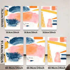 2D flat 1pc Abstract Brushstroke Canvas Wall Art Modern Farmhouse Decor Living Room Bedroom Gallery Wrapped Ready to Hang Teal Orange Pink