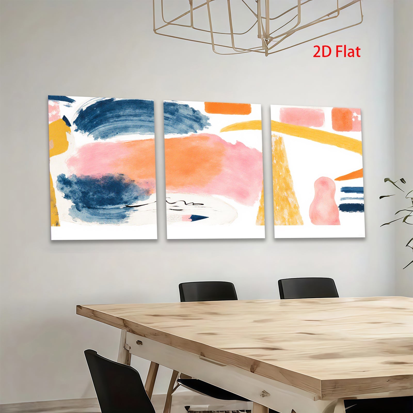 2D flat 1pc Abstract Brushstroke Canvas Wall Art Modern Farmhouse Decor Living Room Bedroom Gallery Wrapped Ready to Hang Teal Orange Pink