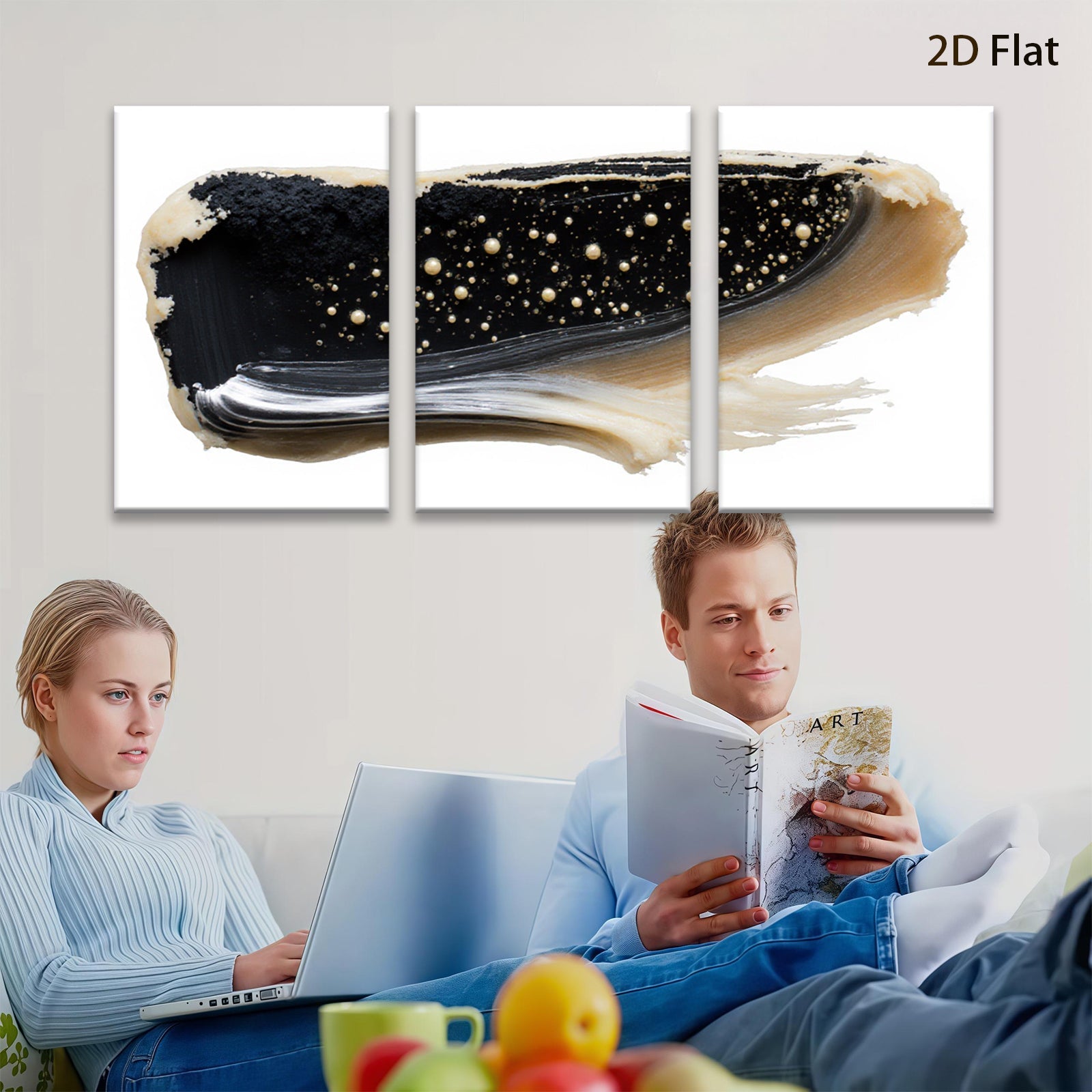 2D flat 1pc Abstract Brushstroke Midnight Bloom Gallery Wall Art Modern Farmhouse Living Room Decor Coastal Style Bedroom Canvas Print