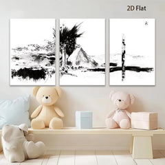 2D flat 1pc Abstract Brushstroke Mountainscape Wall Art for Living Room Bedroom Home Decor Gallery Wrapped Canvas Prints Modern Farmhouse Rustic Aesthetic