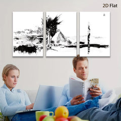 2D flat 1pc Abstract Brushstroke Mountainscape Wall Art for Living Room Bedroom Home Decor Gallery Wrapped Canvas Prints Modern Farmhouse Rustic Aesthetic