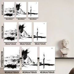 2D flat 1pc Abstract Brushstroke Mountainscape Wall Art for Living Room Bedroom Home Decor Gallery Wrapped Canvas Prints Modern Farmhouse Rustic Aesthetic