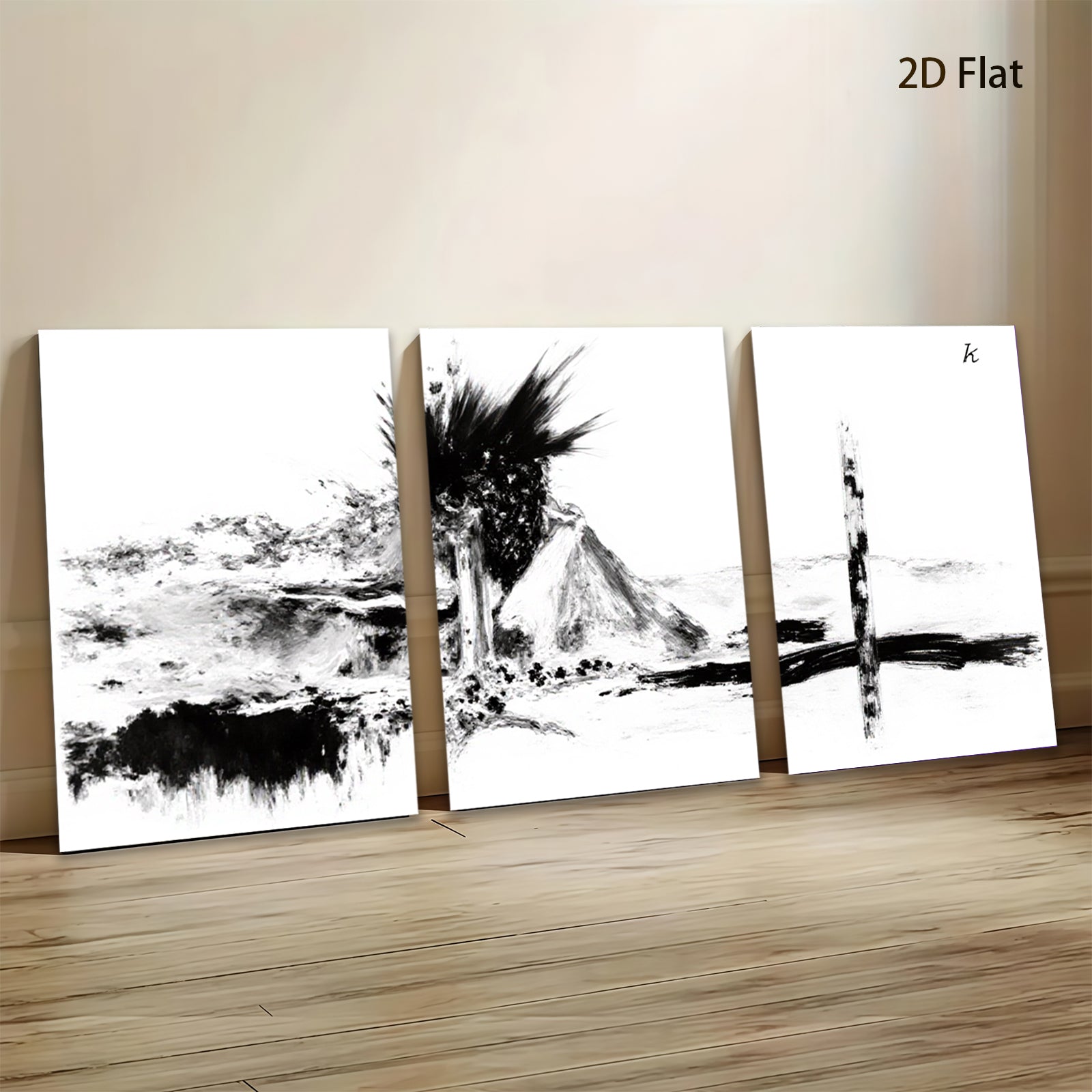 2D flat 1pc Abstract Brushstroke Mountainscape Wall Art for Living Room Bedroom Home Decor Gallery Wrapped Canvas Prints Modern Farmhouse Rustic Aesthetic
