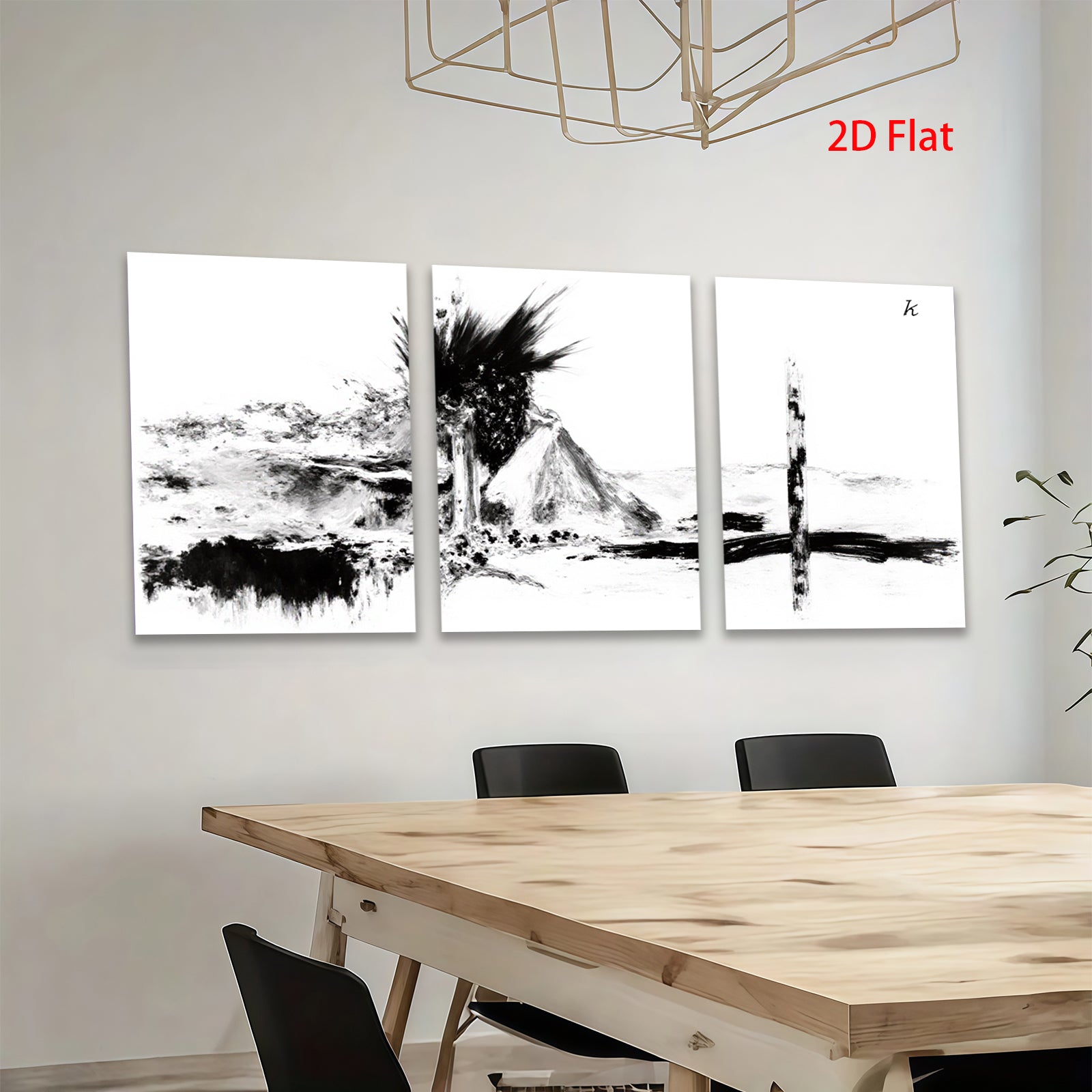 2D flat 1pc Abstract Brushstroke Mountainscape Wall Art for Living Room Bedroom Home Decor Gallery Wrapped Canvas Prints Modern Farmhouse Rustic Aesthetic