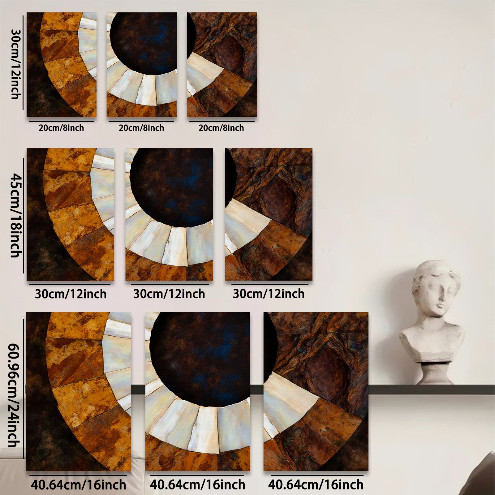 2D flat 1pc Abstract Circular Swirl Warm Tones Living Room Bedroom Gallery Wall Art Modern Farmhouse Decor Coastal Style Canvas Print
