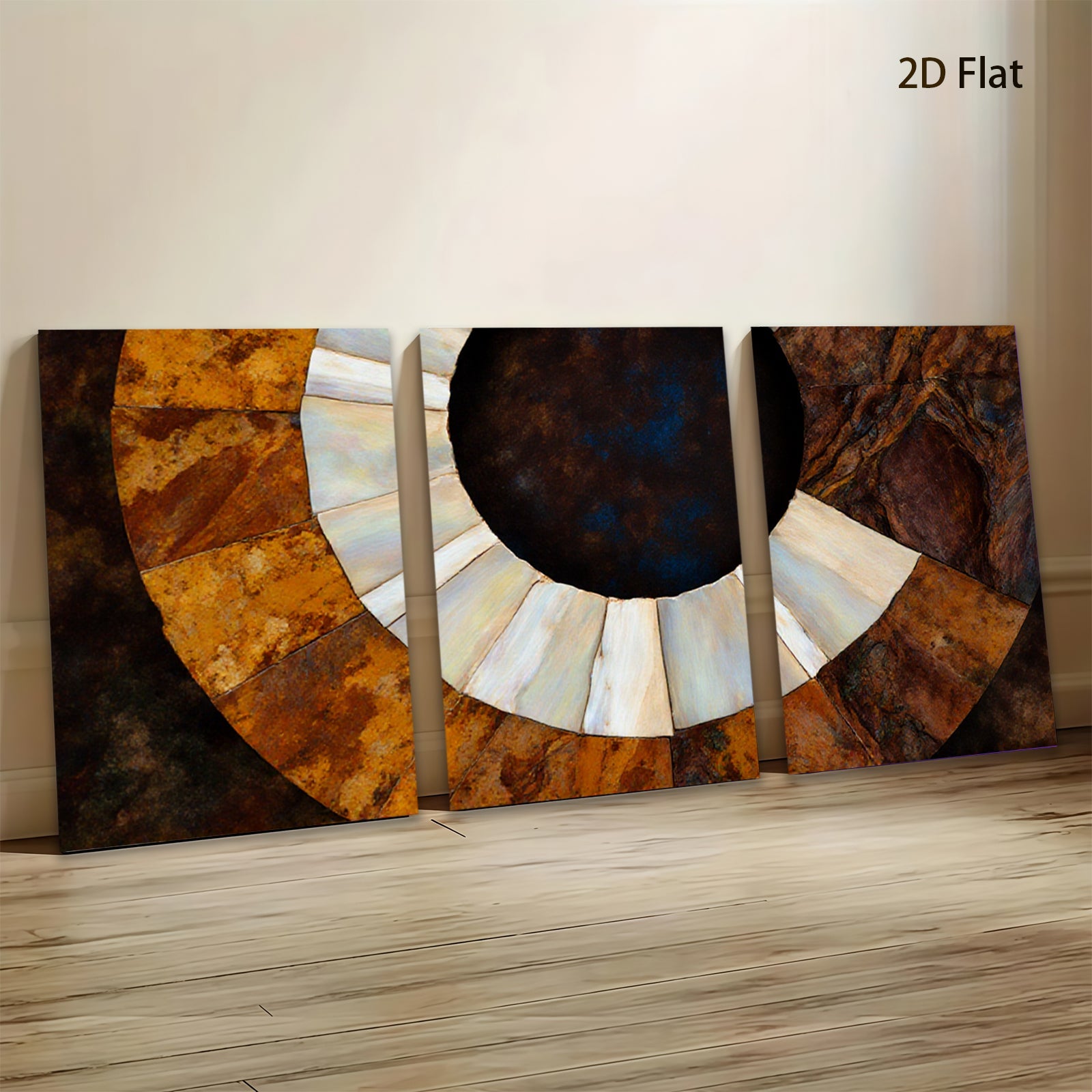 2D flat 1pc Abstract Circular Swirl Warm Tones Living Room Bedroom Gallery Wall Art Modern Farmhouse Decor Coastal Style Canvas Print