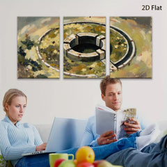2D flat 1pc Abstract Circular Well Study Farmhouse Wall Decor Living Room Bedroom Art Canvas Prints Modern Rustic Gallery Wrapped Tealight Warm Cozy