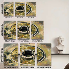 2D flat 1pc Abstract Circular Well Study Farmhouse Wall Decor Living Room Bedroom Art Canvas Prints Modern Rustic Gallery Wrapped Tealight Warm Cozy