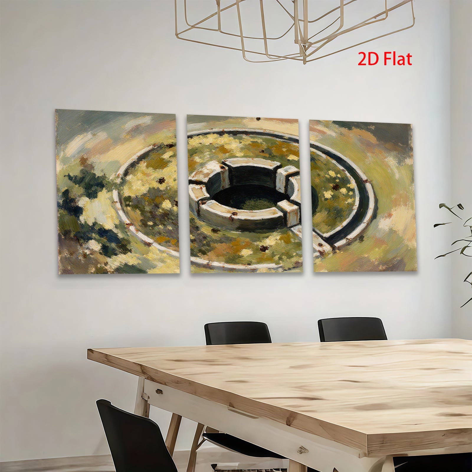 2D flat 1pc Abstract Circular Well Study Farmhouse Wall Decor Living Room Bedroom Art Canvas Prints Modern Rustic Gallery Wrapped Tealight Warm Cozy