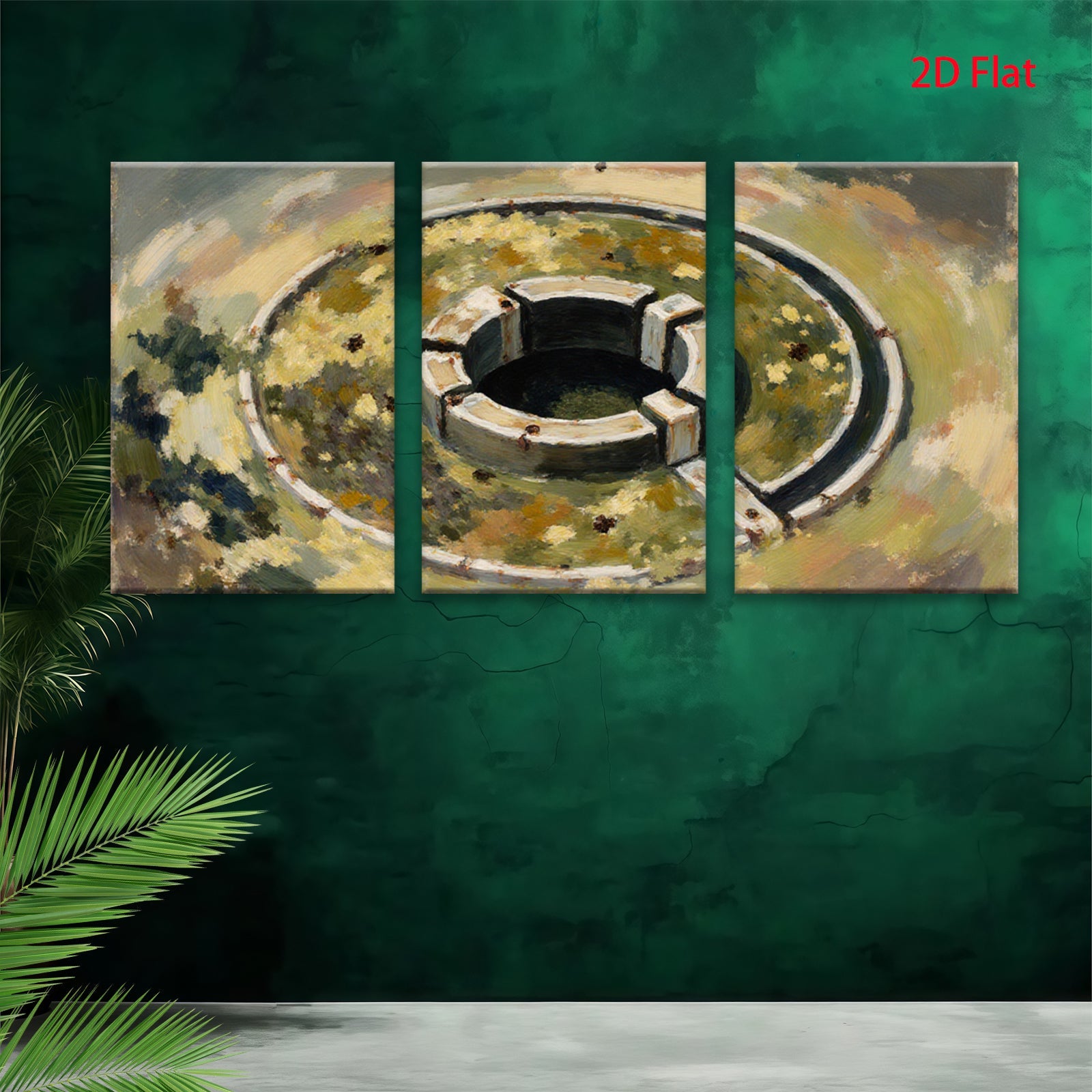 2D flat 1pc Abstract Circular Well Study Farmhouse Wall Decor Living Room Bedroom Art Canvas Prints Modern Rustic Gallery Wrapped Tealight Warm Cozy