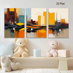 2D flat 1pc Abstract Cityscape Reflections Modern Wall Art Living Room Bedroom Decor Canvas Prints Large Size Contemporary Home Decorations
