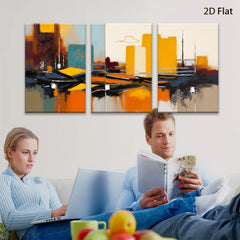 2D flat 1pc Abstract Cityscape Reflections Modern Wall Art Living Room Bedroom Decor Canvas Prints Large Size Contemporary Home Decorations
