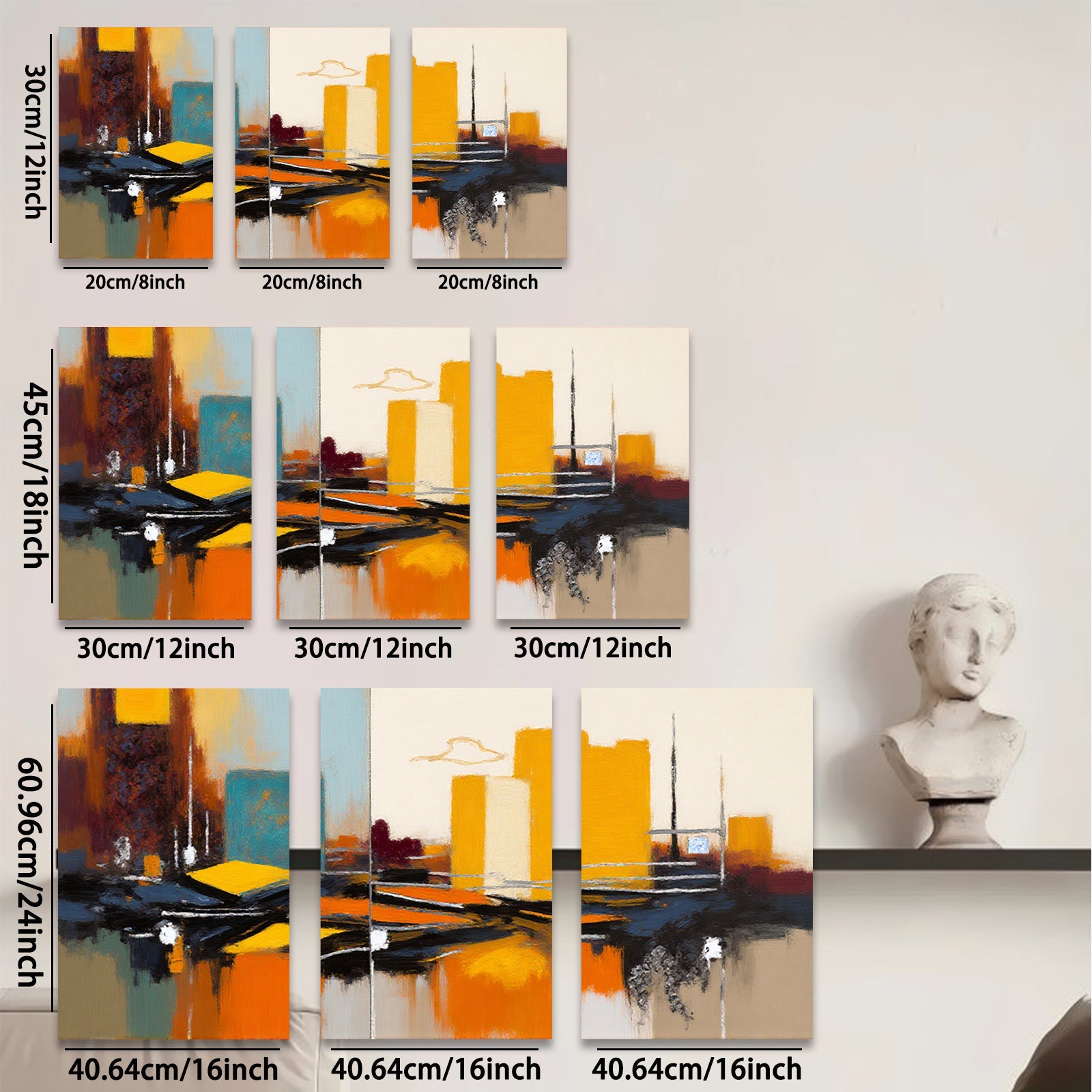 2D flat 1pc Abstract Cityscape Reflections Modern Wall Art Living Room Bedroom Decor Canvas Prints Large Size Contemporary Home Decorations