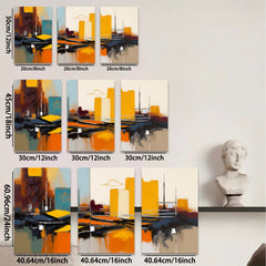 2D flat 1pc Abstract Cityscape Reflections Modern Wall Art Living Room Bedroom Decor Canvas Prints Large Size Contemporary Home Decorations
