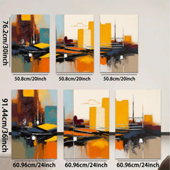 2D flat 1pc Abstract Cityscape Reflections Modern Wall Art Living Room Bedroom Decor Canvas Prints Large Size Contemporary Home Decorations