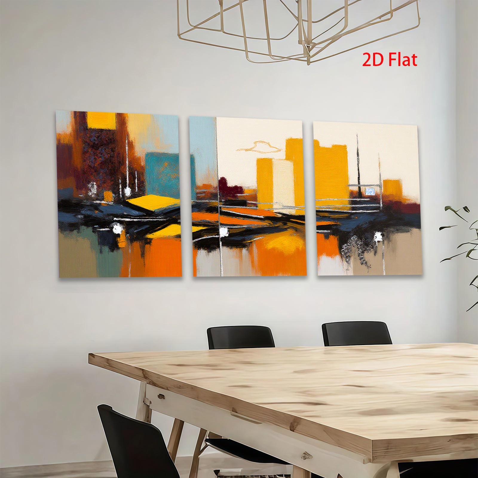 2D flat 1pc Abstract Cityscape Reflections Modern Wall Art Living Room Bedroom Decor Canvas Prints Large Size Contemporary Home Decorations