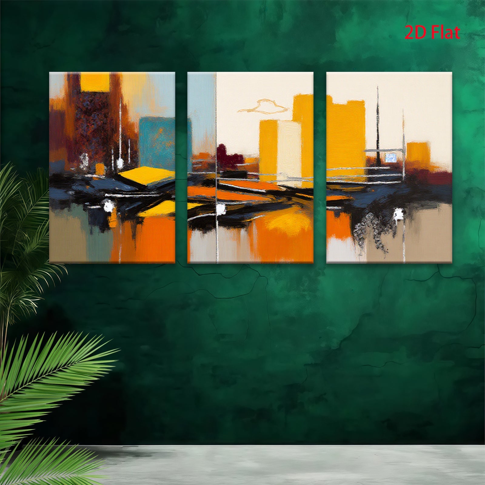 2D flat 1pc Abstract Cityscape Reflections Modern Wall Art Living Room Bedroom Decor Canvas Prints Large Size Contemporary Home Decorations