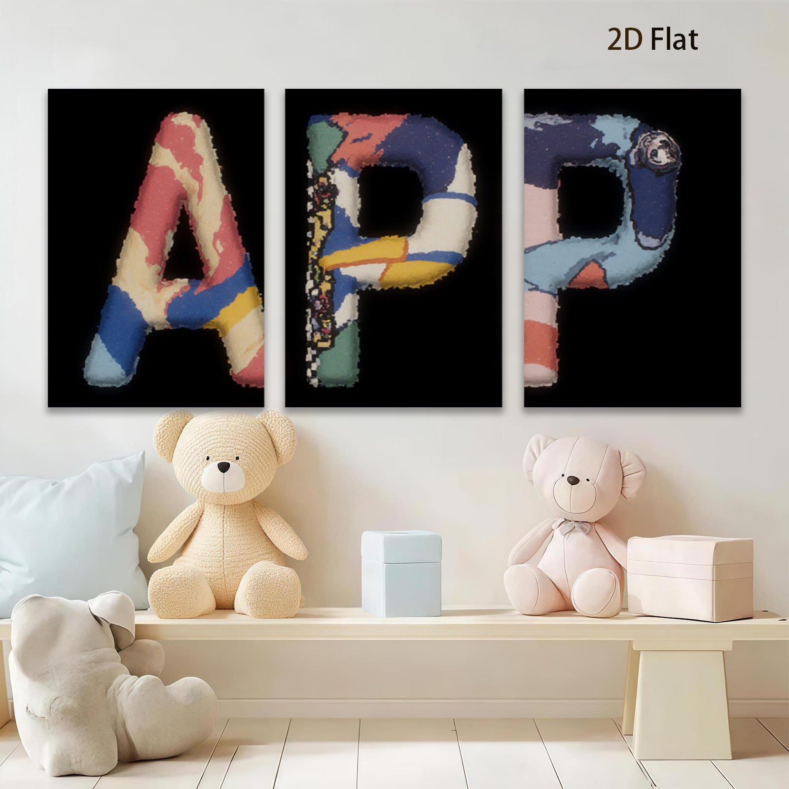 2D flat 1pc Abstract Colorful Letter Art Wall Decor Modern Canvas Prints Living Room Bedroom Home Office Gallery Wrapped Ready to Hang Farmhouse Style