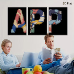 2D flat 1pc Abstract Colorful Letter Art Wall Decor Modern Canvas Prints Living Room Bedroom Home Office Gallery Wrapped Ready to Hang Farmhouse Style