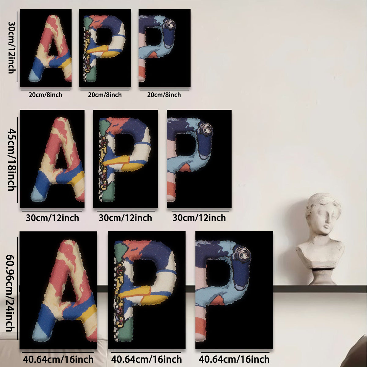 2D flat 1pc Abstract Colorful Letter Art Wall Decor Modern Canvas Prints Living Room Bedroom Home Office Gallery Wrapped Ready to Hang Farmhouse Style