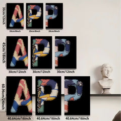 2D flat 1pc Abstract Colorful Letter Art Wall Decor Modern Canvas Prints Living Room Bedroom Home Office Gallery Wrapped Ready to Hang Farmhouse Style