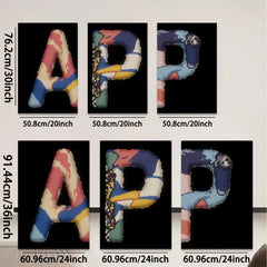 2D flat 1pc Abstract Colorful Letter Art Wall Decor Modern Canvas Prints Living Room Bedroom Home Office Gallery Wrapped Ready to Hang Farmhouse Style